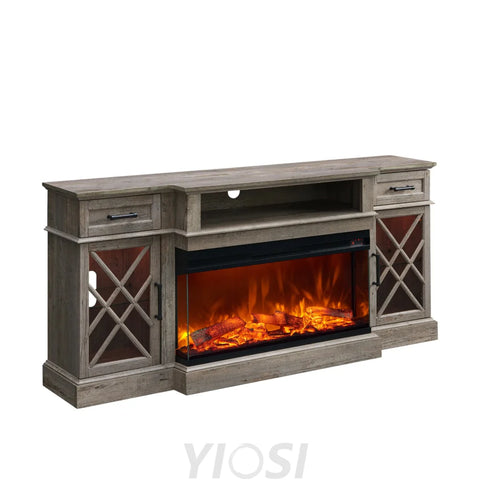 Farmhouse Fireplace TV Stand - 70 Inch Entertainment Center