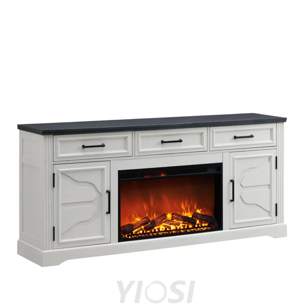Farmhouse Fireplace TV Stand Entertainment Center