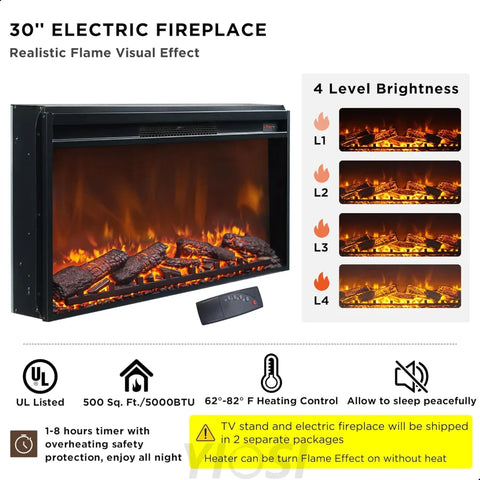 Farmhouse Fireplace TV Stand Entertainment Center with Electric Fireplace