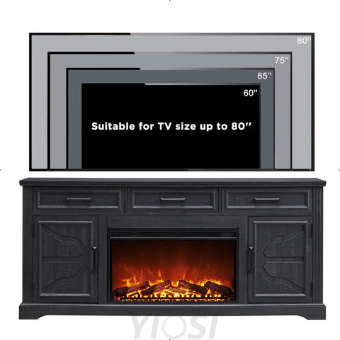 Farmhouse Fireplace TV Stand Entertainment Center with Electric Fireplace