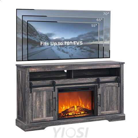 OKD Farmhouse Fireplace TV Stand for 70+ Inch TV