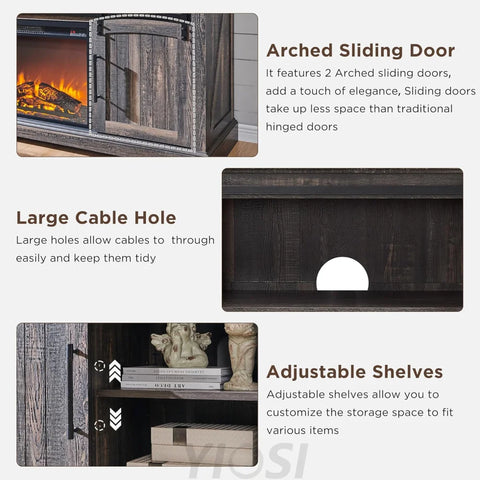 OKD Farmhouse Fireplace TV Stand for 70+ Inch TV