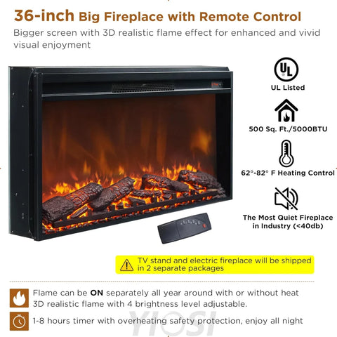 JXQTLINGMU Farmhouse Fireplace TV Stand for 80 Inch TV with Shelves