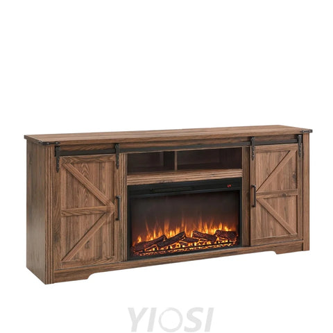 Farmhouse Fireplace TV Stand for 80 Inch TV Entertainment Center
