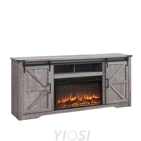 Farmhouse Fireplace TV Stand for 80 Inch TV Entertainment Center