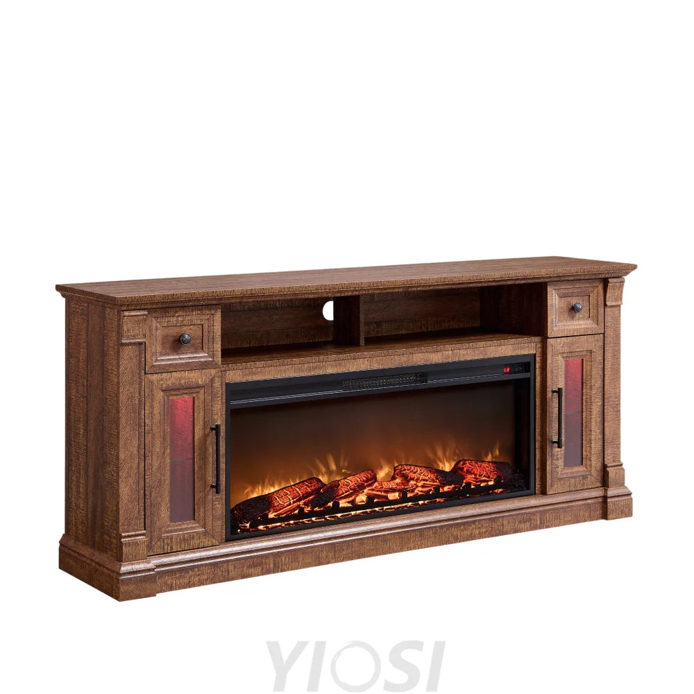 Farmhouse Fireplace TV Stand for 80 Inch TVs