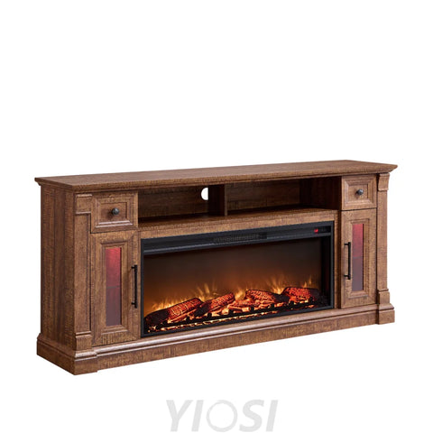 Farmhouse Fireplace TV Stand for 80 Inch TVs
