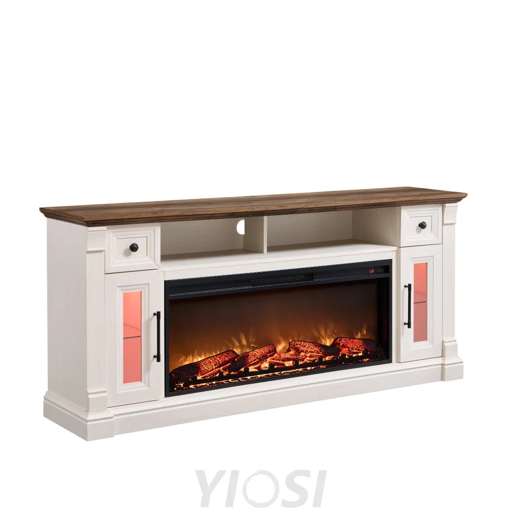 Farmhouse Fireplace TV Stand for 80 Inch TVs