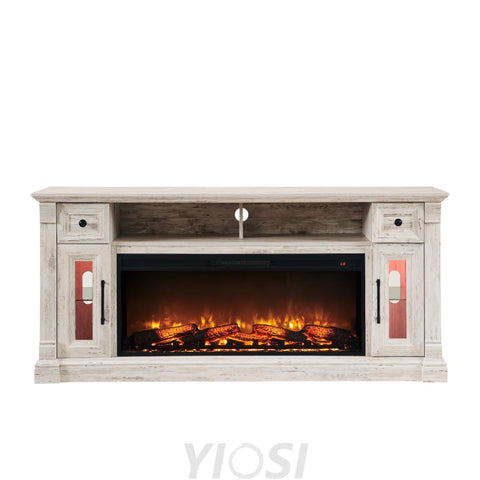 Farmhouse Fireplace TV Stand for 80 Inch TVs