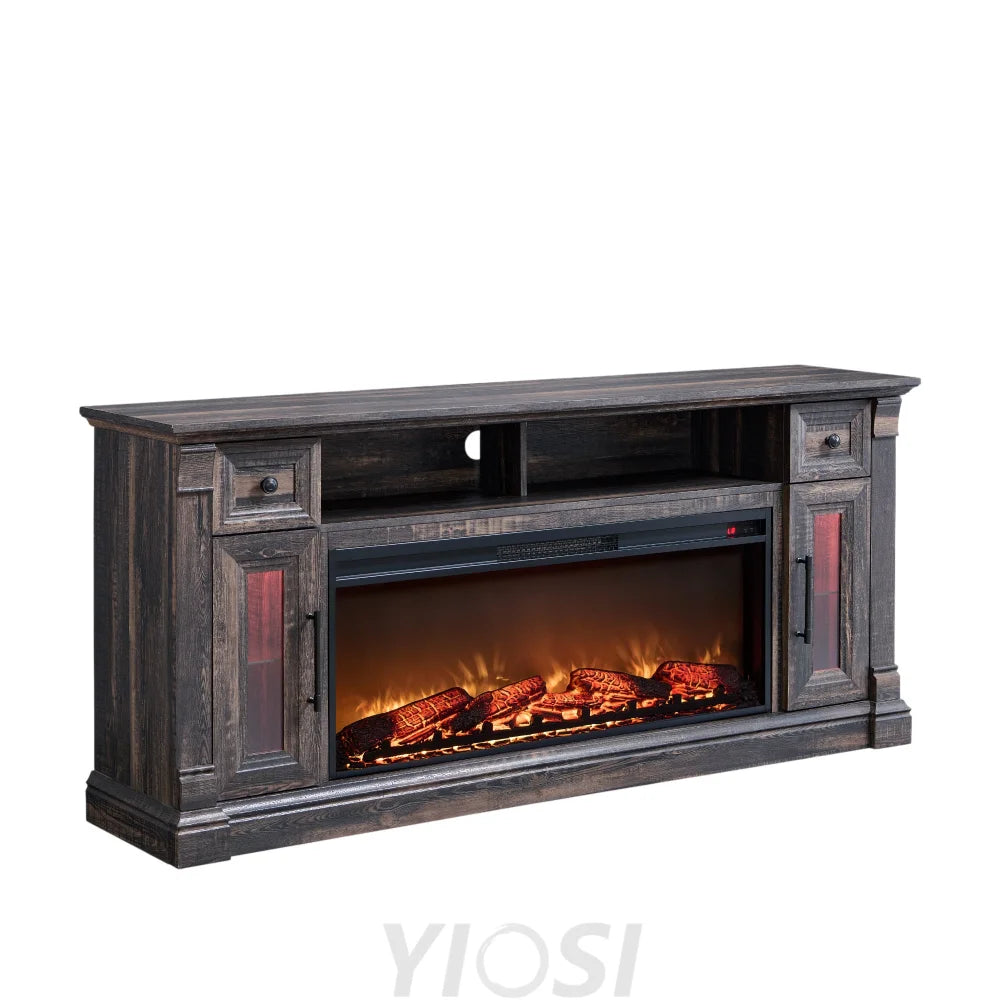 Farmhouse Fireplace TV Stand for 80 Inch TVs