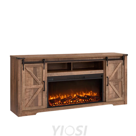 Farmhouse Fireplace TV Stand for 80 Inch TV with Storage