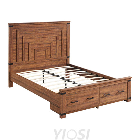 Farmhouse King//Queen Size Wood Bed Frame with Storage Drawers