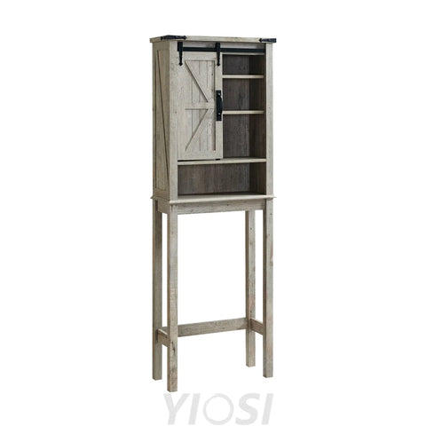 Farmhouse Over The Toilet Storage Cabinet with Sliding Barn Door