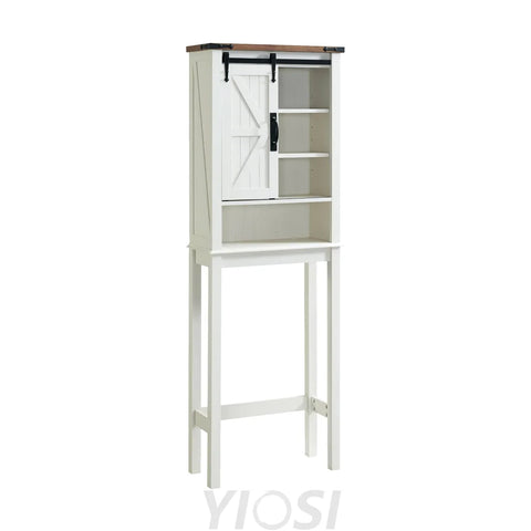 Farmhouse Over The Toilet Storage Cabinet with Sliding Barn Door