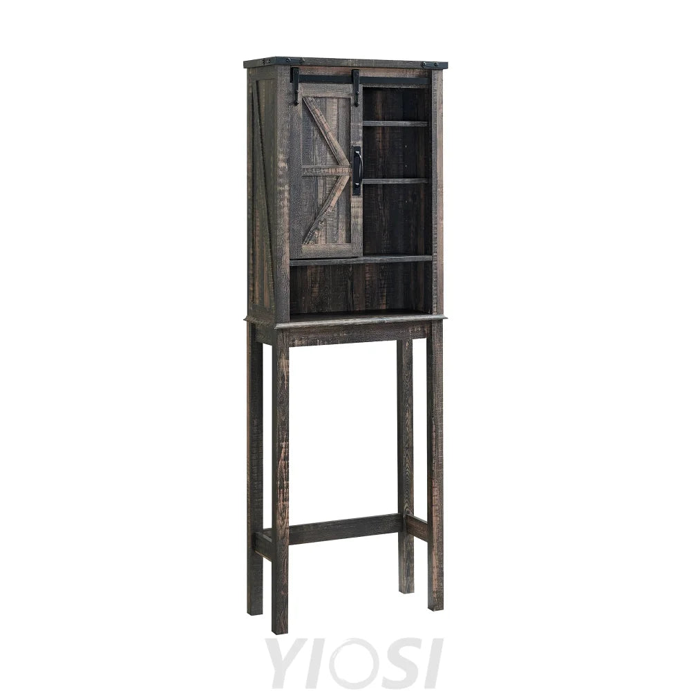 Farmhouse Over The Toilet Storage Cabinet with Sliding Barn Door