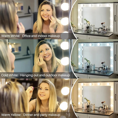 Farmhouse Style Vanity Makeup Desk with Lighted Mirror & Charging
