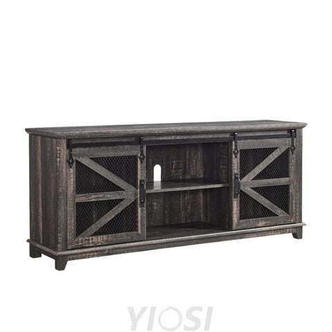 Farmhouse TV Stand for 75 Inch TV Rustic Oak
