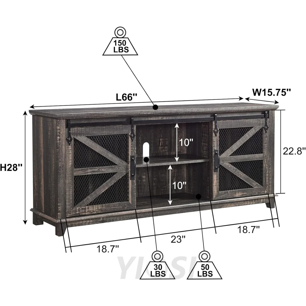 OKD Farmhouse TV Stand for 75 Inch TV, Rustic Oak
