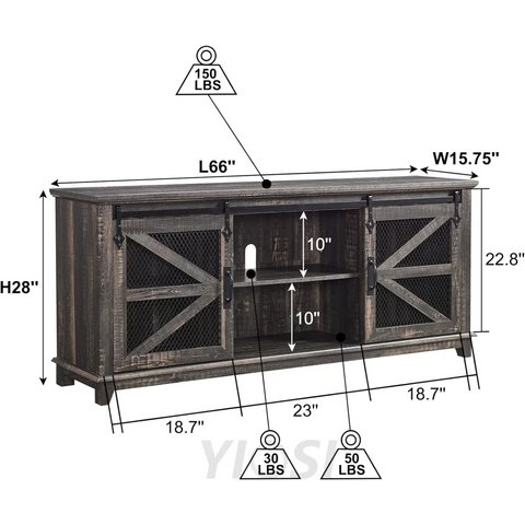 OKD Farmhouse TV Stand for 75 Inch TV, Rustic Oak