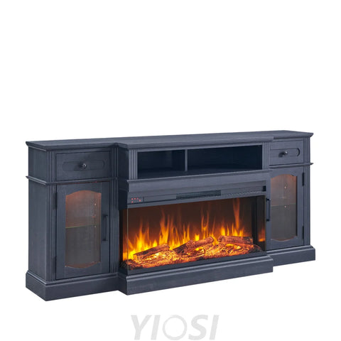 Farmhouse TV Stand with 36’’ Fireplace & LED - Antique White