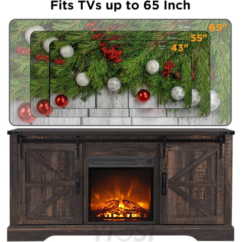 OKD Farmhouse TV Stand with Fireplace for TVs Up To 65 Inch