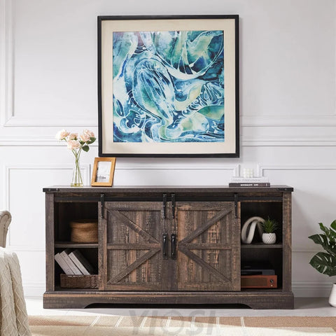 OKD Farmhouse TV Stand with Fireplace for TVs Up To 65 Inch