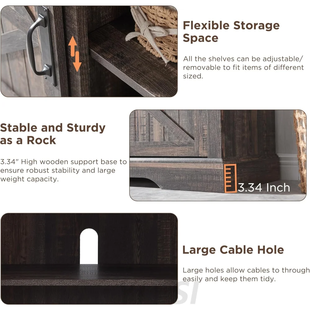 OKD Farmhouse TV Stand with Fireplace for TVs Up To 65 Inch