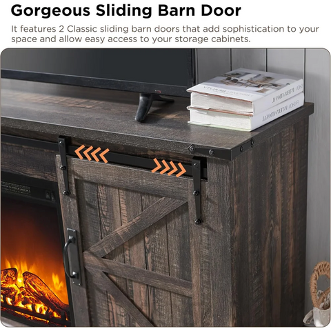 OKD Farmhouse TV Stand with Fireplace for TVs Up To 65 Inch