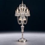 Feluna Clear Beaded Crystal 36-Light Floor Lamp 106.3" on a deep teal-blue wall