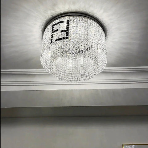 Fendy Modern Chrome Finish Crystal Chandelier 23’’ D / Flush Mount