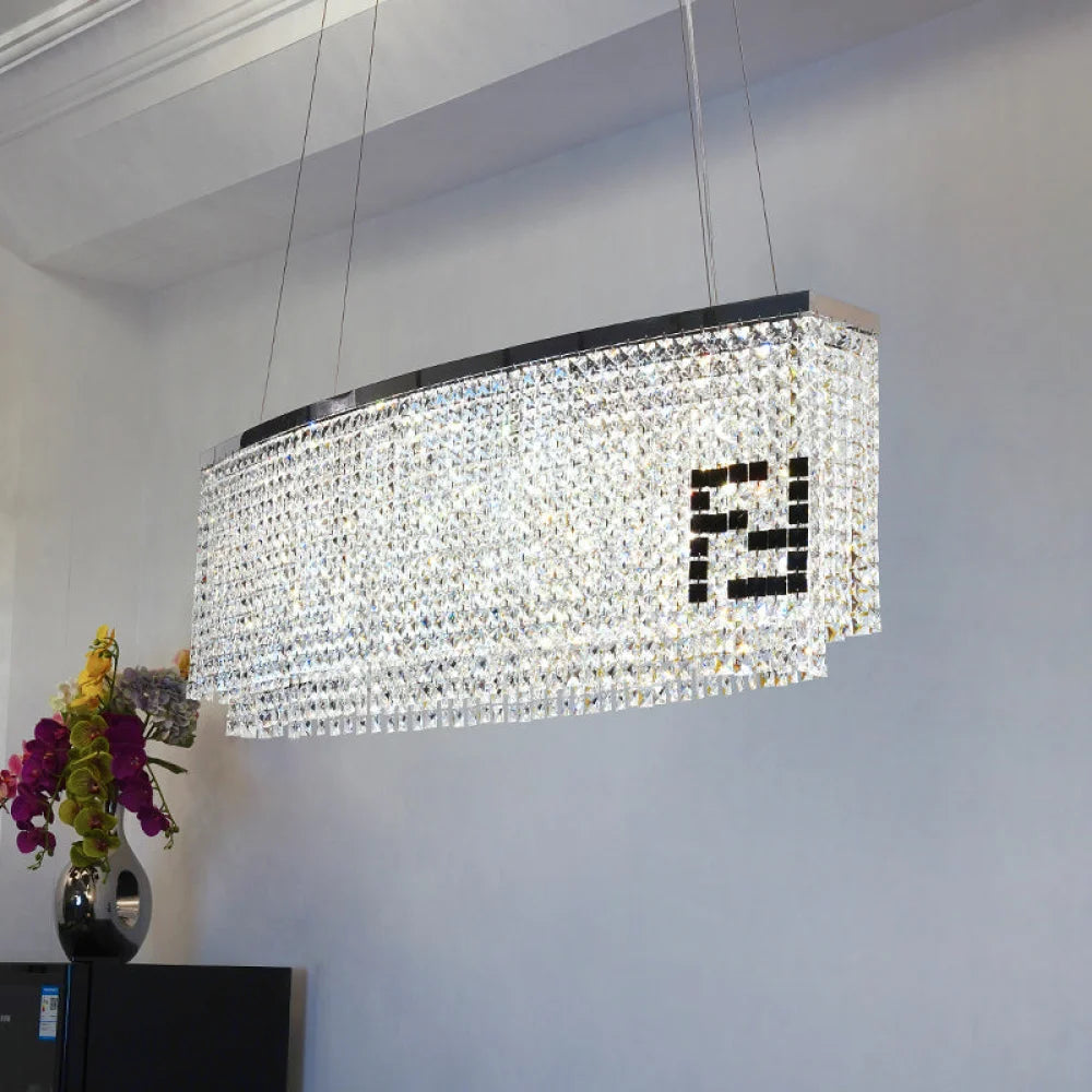 Fendy Oval Crystal Chandelier For Dining Table 51.2 D