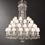 Ferola White Pleated Crystal 48-Light Chandelier 55.1" on a dark olive wall