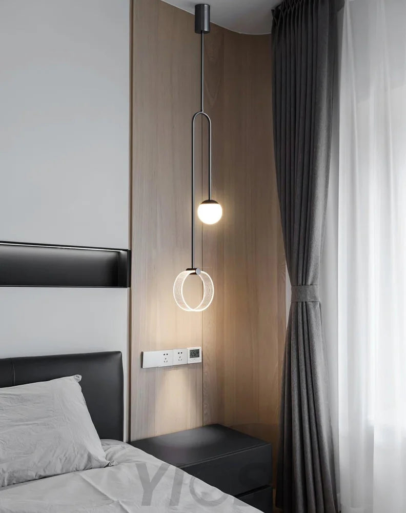 Ferra LED Pendant - Black, Brass, Earring-1-Yiosilamp