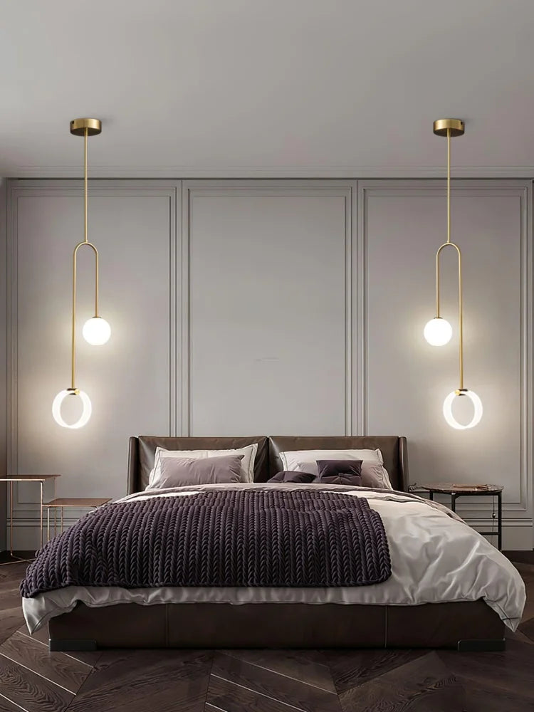 Ferra LED Pendant - Black, Brass, Earring-1-Yiosilamp