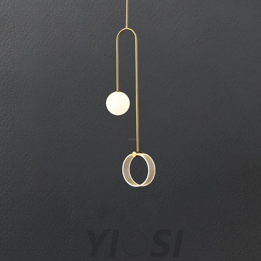 Ferra LED Pendant - Black, Brass, Earring-1-Yiosilamp