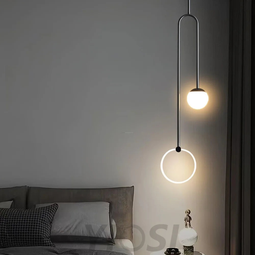 Ferra LED Pendant - Black, Brass, Earring-1-Yiosilamp