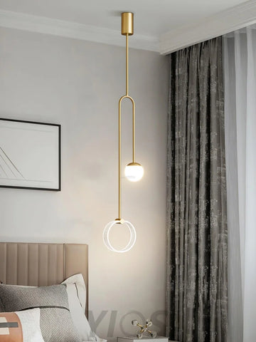 Ferra LED Pendant - Black, Brass, Earring-1-Yiosilamp