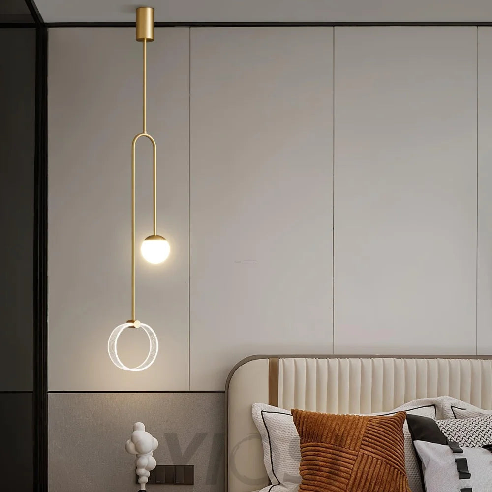 Ferra LED Pendant - Black, Brass, Earring-1-Yiosilamp