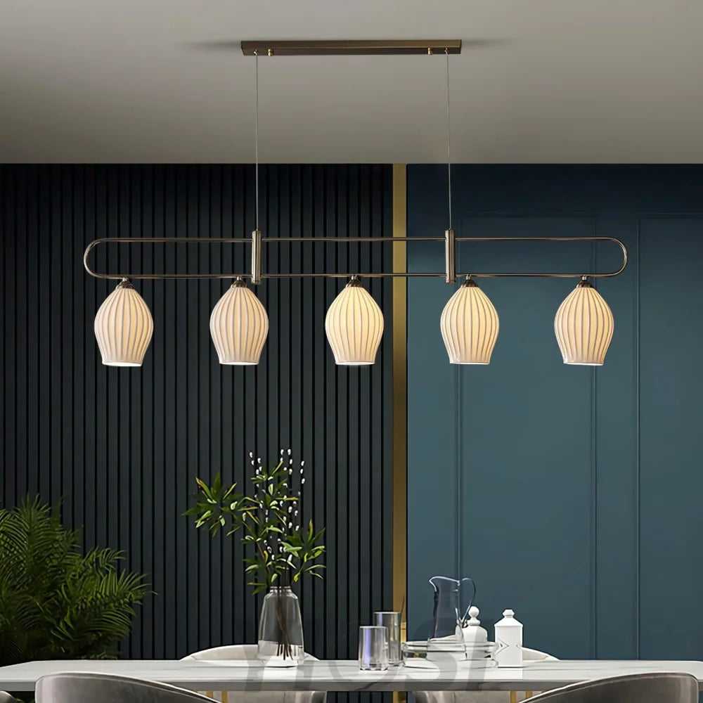 Fin Pendant Light ∅ 35.4″ - Flower Ceramic-1-Yiosilamp