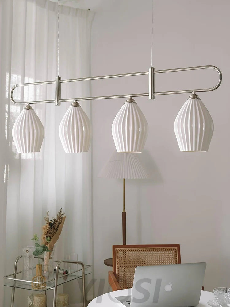 Fin Pendant Light ∅ 35.4″ - Flower Ceramic-1-Yiosilamp