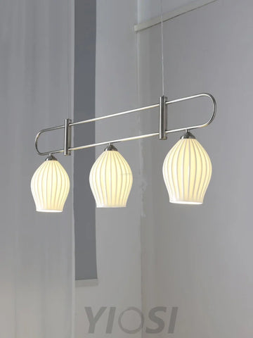 Fin Pendant Light ∅ 35.4″ - Flower Ceramic-1-Yiosilamp