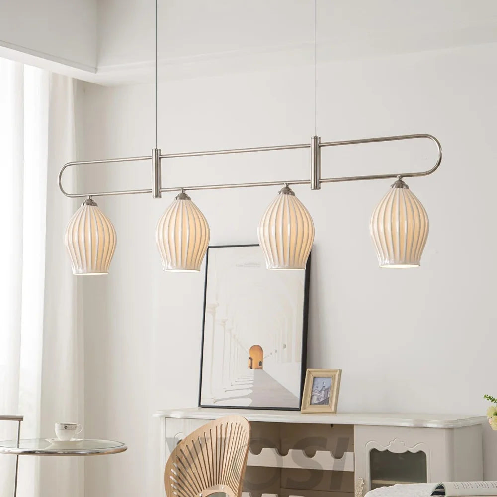 Fin Pendant Light ∅ 35.4″ - Flower Ceramic-1-Yiosilamp