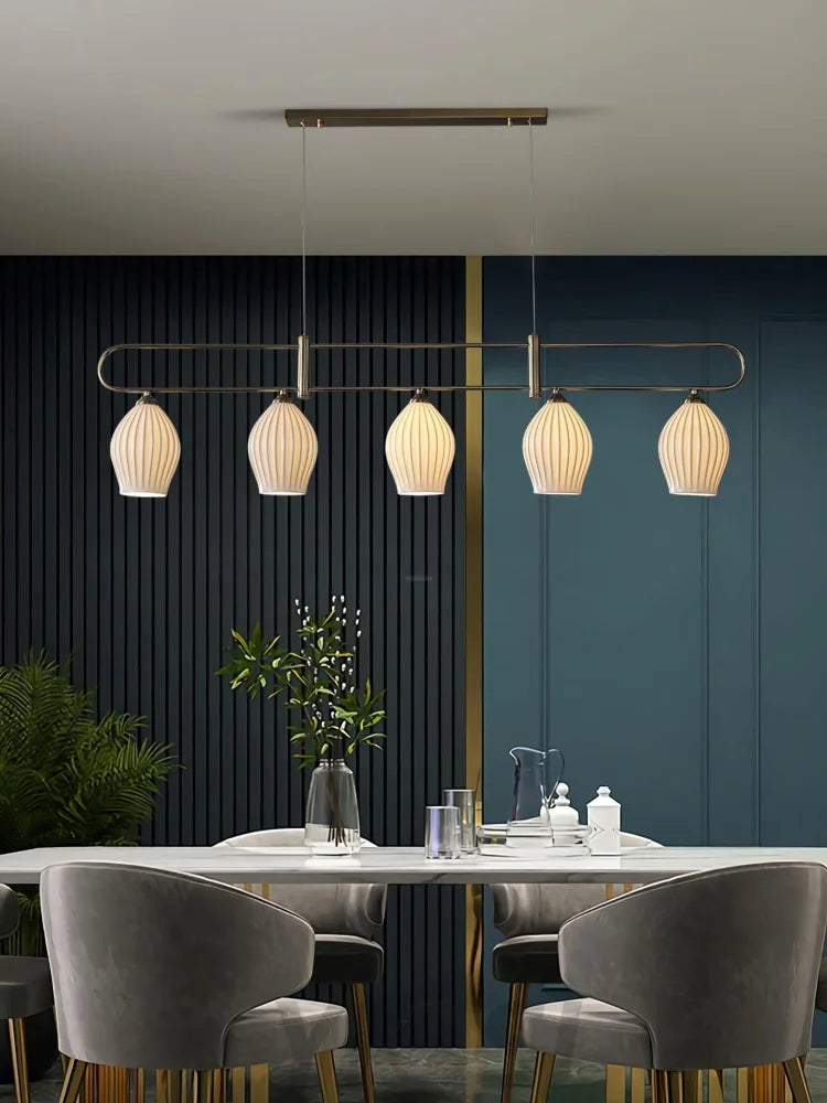 Fin Pendant Light ∅ 35.4″ - Flower Ceramic-1-Yiosilamp
