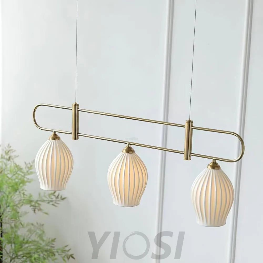 Fin Pendant Light ∅ 35.4″ - Flower Ceramic-1-Yiosilamp