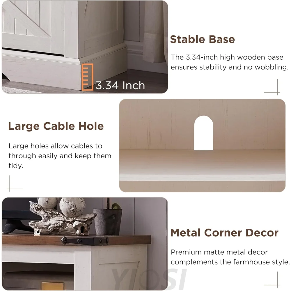 OKD Fireplace TV Stand for 65+ Inch TV, Farmhouse Style