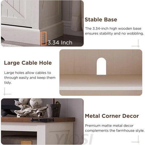 OKD Fireplace TV Stand for 65+ Inch TV, Farmhouse Style