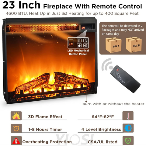 OKD Fireplace TV Stand for 65+ Inch TV, Farmhouse Style