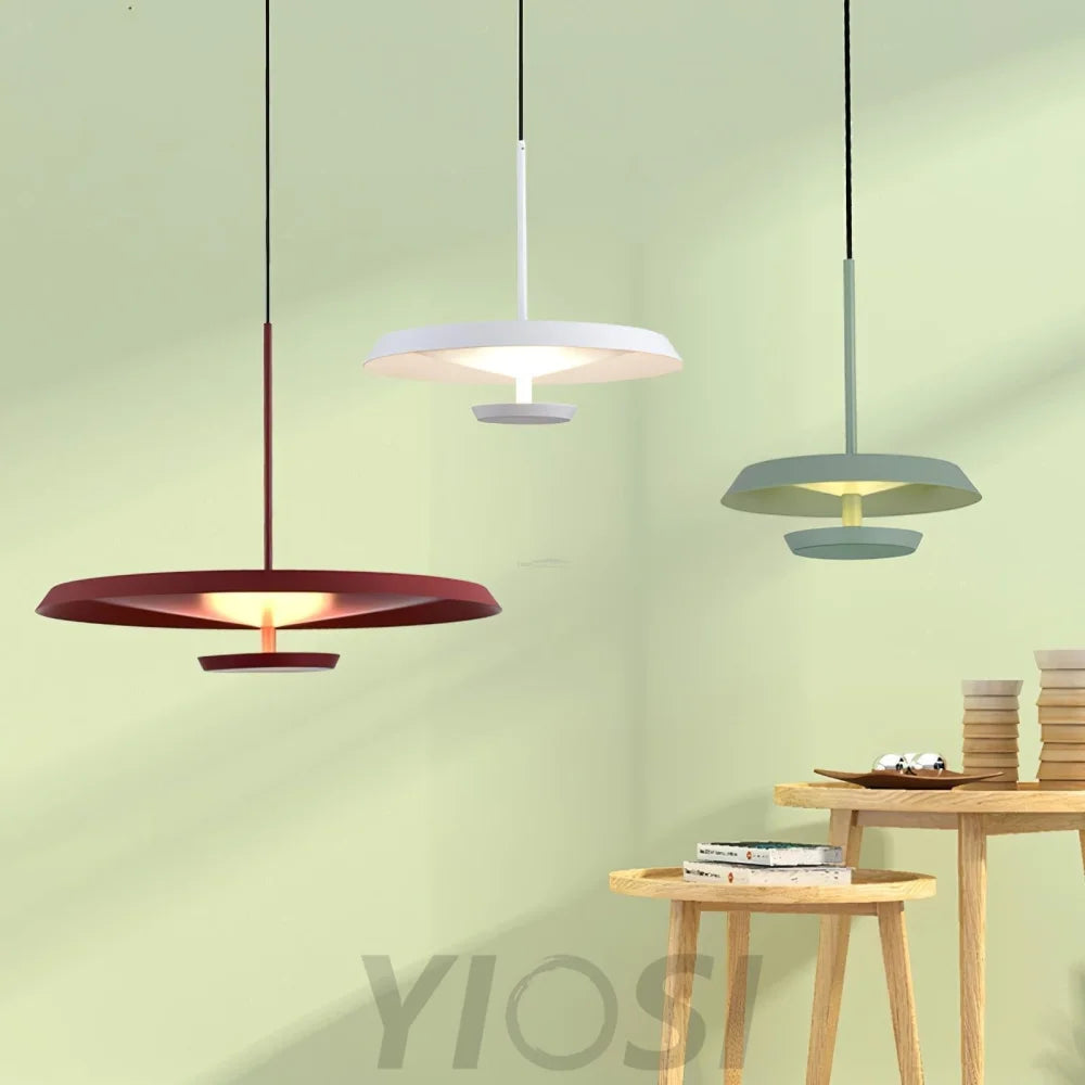 Flat Pendant Light ∅ 9.8″ - Earring-1-Yiosilamp