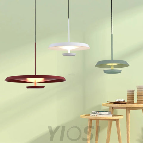 Flat Pendant Light ∅ 9.8″ - Earring-1-Yiosilamp