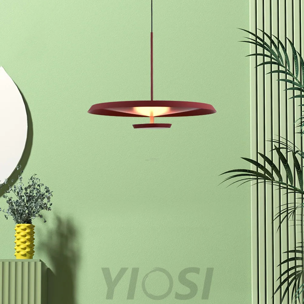 Flat Pendant Light ∅ 9.8″ - Earring-1-Yiosilamp